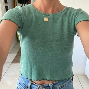 Waffle textured cropped tee